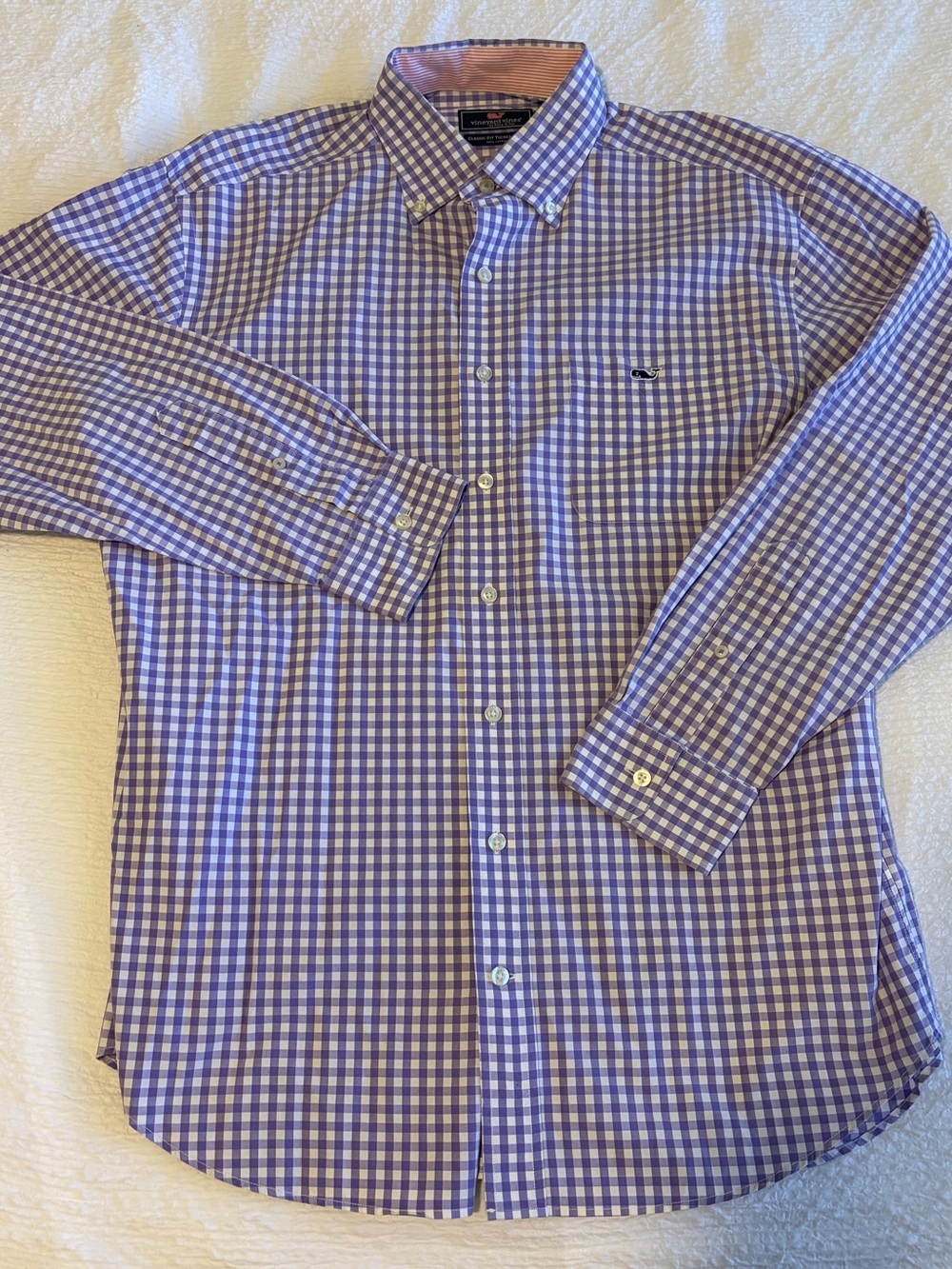 Vineyard Vines Men’s Large Tucker Shirt Purple Gingham Button Down